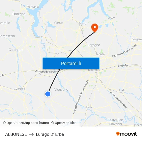 ALBONESE to Lurago D' Erba map
