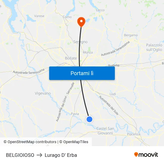 BELGIOIOSO to Lurago D' Erba map