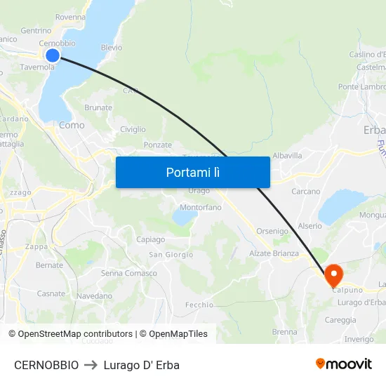 CERNOBBIO to Lurago D' Erba map