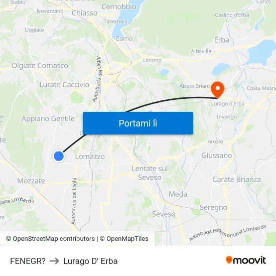 FENEGR? to Lurago D' Erba map
