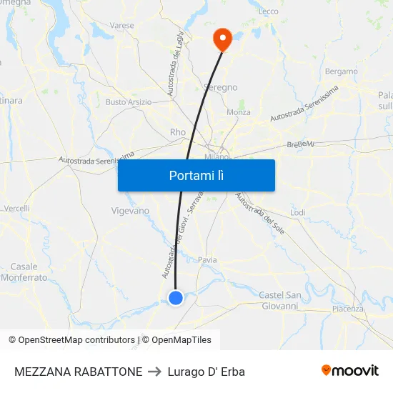 MEZZANA RABATTONE to Lurago D' Erba map