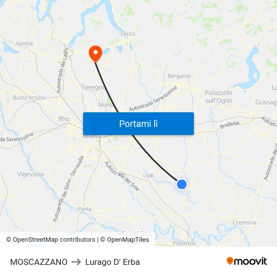 MOSCAZZANO to Lurago D' Erba map