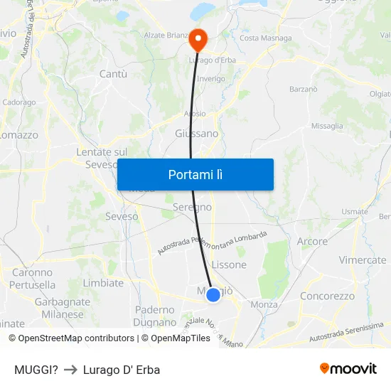MUGGI? to Lurago D' Erba map