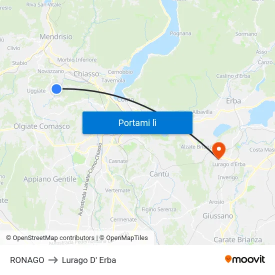 RONAGO to Lurago D' Erba map