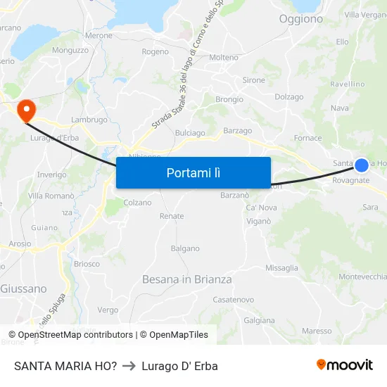 SANTA MARIA HO? to Lurago D' Erba map