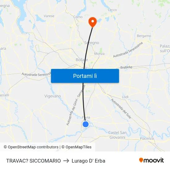 TRAVAC? SICCOMARIO to Lurago D' Erba map