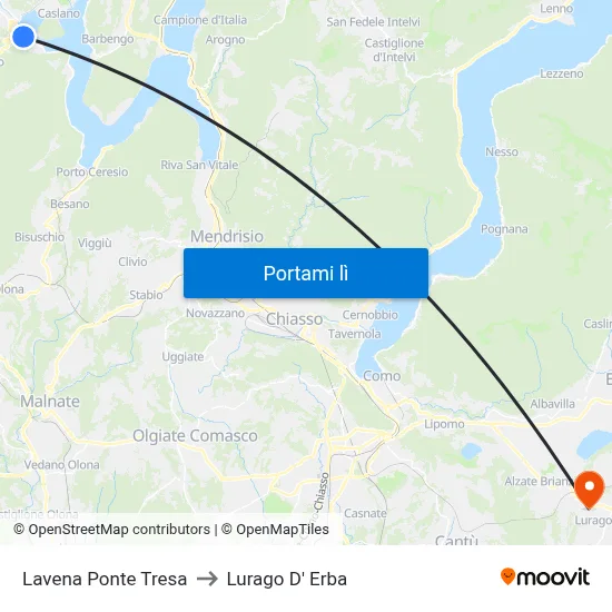 Lavena Ponte Tresa to Lurago D' Erba map