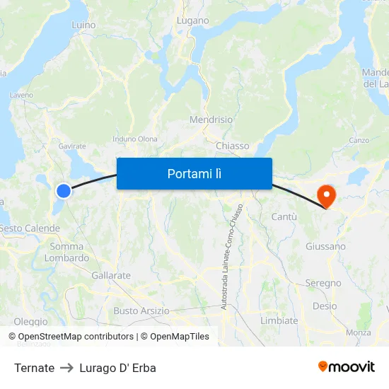 Ternate to Lurago D' Erba map
