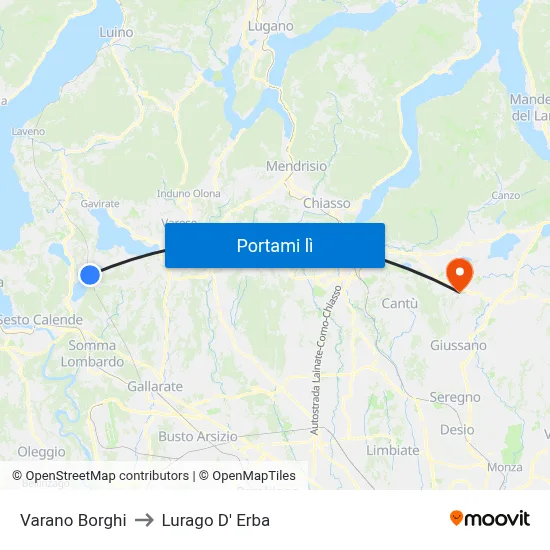 Varano Borghi to Lurago D' Erba map