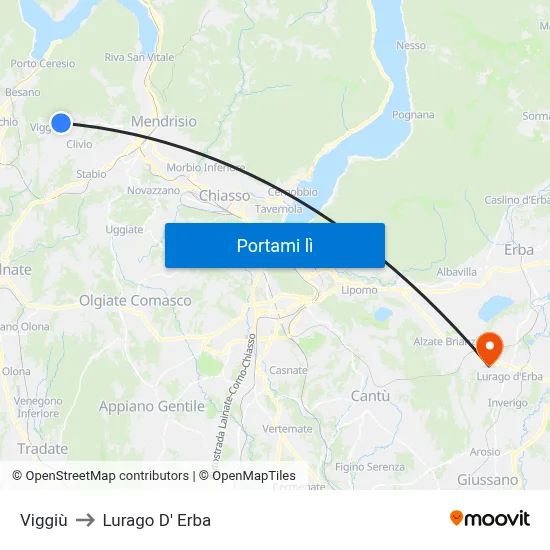 Viggiù to Lurago D' Erba map