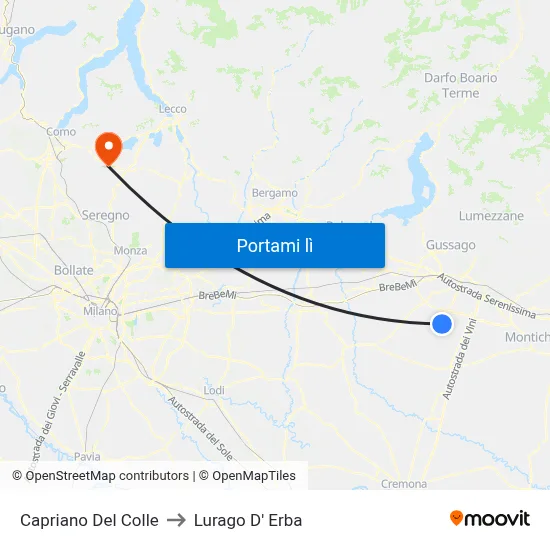 Capriano Del Colle to Lurago D' Erba map