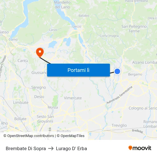 Brembate Di Sopra to Lurago D' Erba map