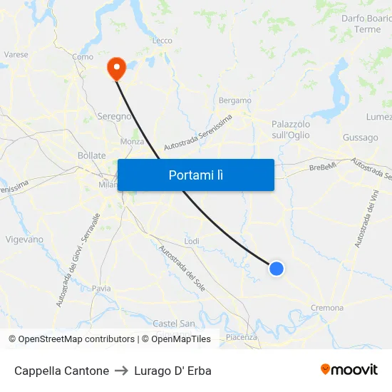 Cappella Cantone to Lurago D' Erba map