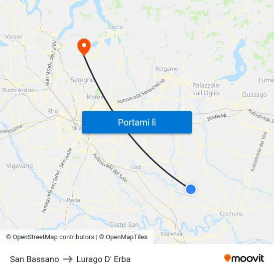 San Bassano to Lurago D' Erba map