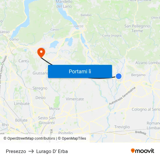 Presezzo to Lurago D' Erba map