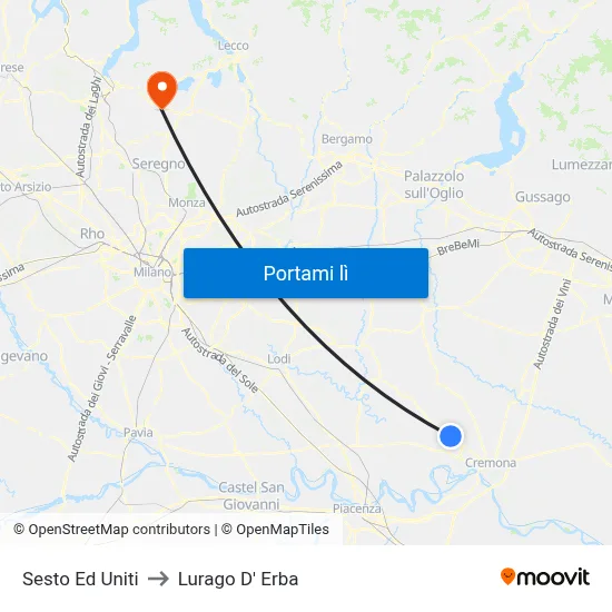 Sesto Ed Uniti to Lurago D' Erba map