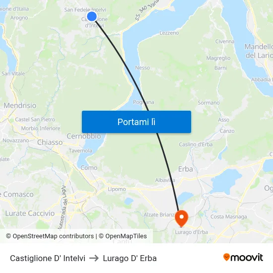 Castiglione D' Intelvi to Lurago D' Erba map