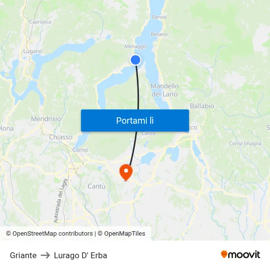 Griante to Lurago D' Erba map
