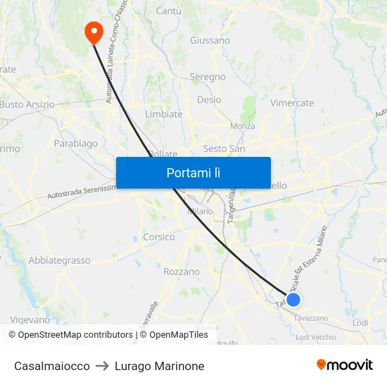 Casalmaiocco to Lurago Marinone map