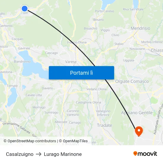 Casalzuigno to Lurago Marinone map