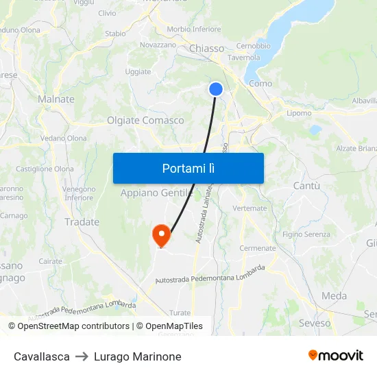 Cavallasca to Lurago Marinone map