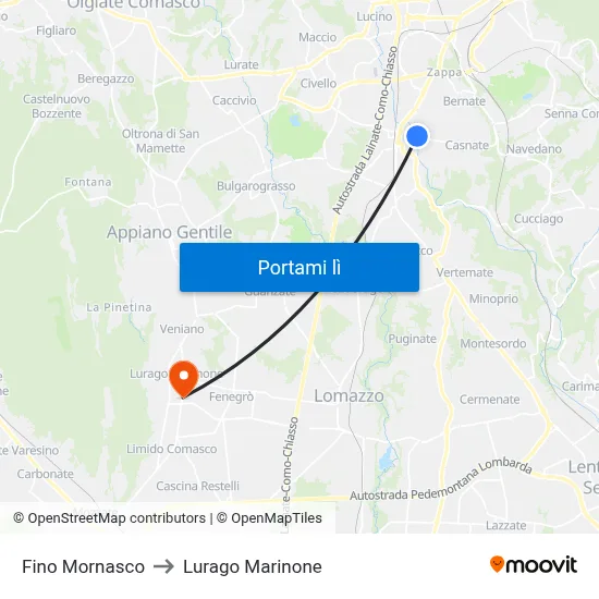 Fino Mornasco to Lurago Marinone map