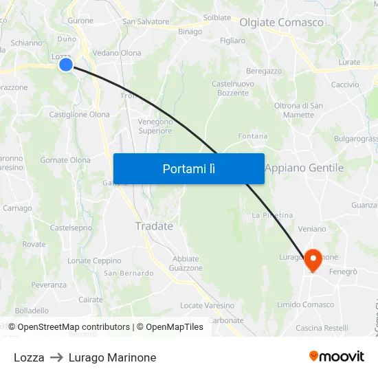 Lozza to Lurago Marinone map