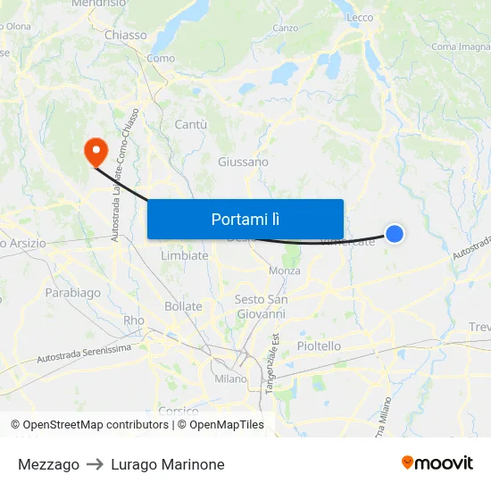 Mezzago to Lurago Marinone map
