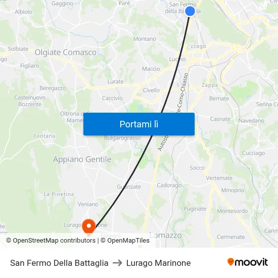 San Fermo Della Battaglia to Lurago Marinone map