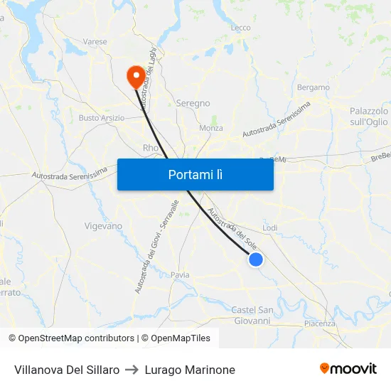 Villanova Del Sillaro to Lurago Marinone map