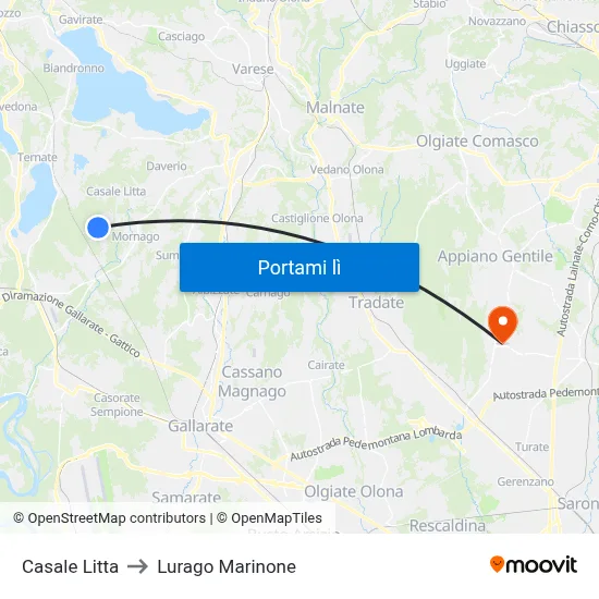 Casale Litta to Lurago Marinone map