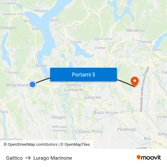 Gattico to Lurago Marinone map