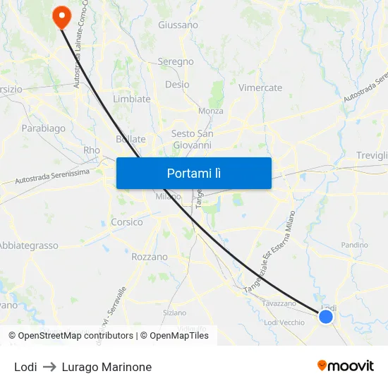 Lodi to Lurago Marinone map