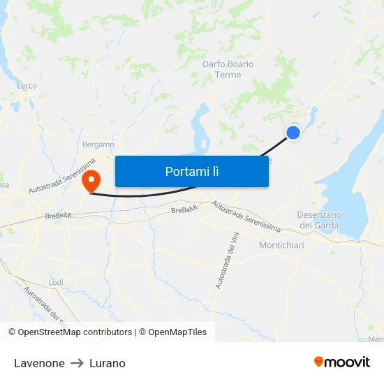 Lavenone to Lurano map
