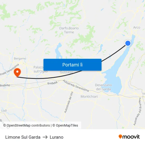 Limone Sul Garda to Lurano map