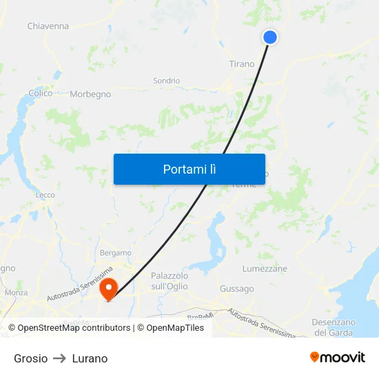 Grosio to Lurano map