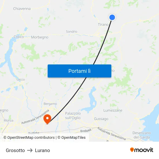 Grosotto to Lurano map