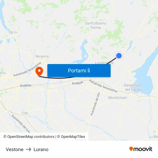 Vestone to Lurano map