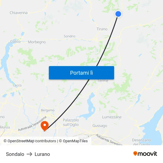 Sondalo to Lurano map