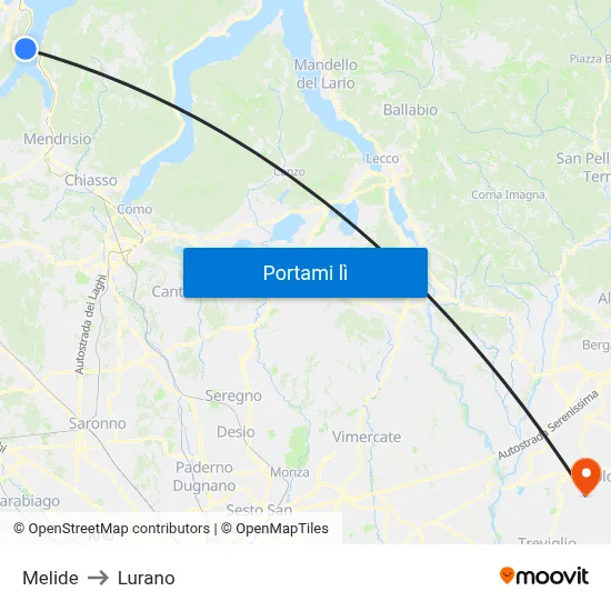 Melide to Lurano map