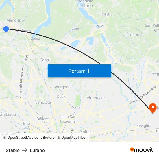 Stabio to Lurano map