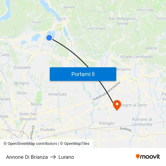 Annone Di Brianza to Lurano map