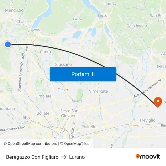 Beregazzo Con Figliaro to Lurano map