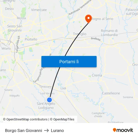 Borgo San Giovanni to Lurano map