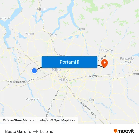 Busto Garolfo to Lurano map