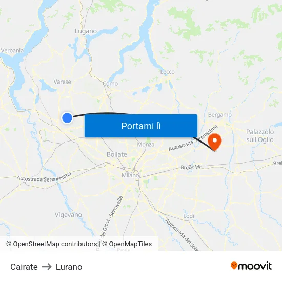 Cairate to Lurano map