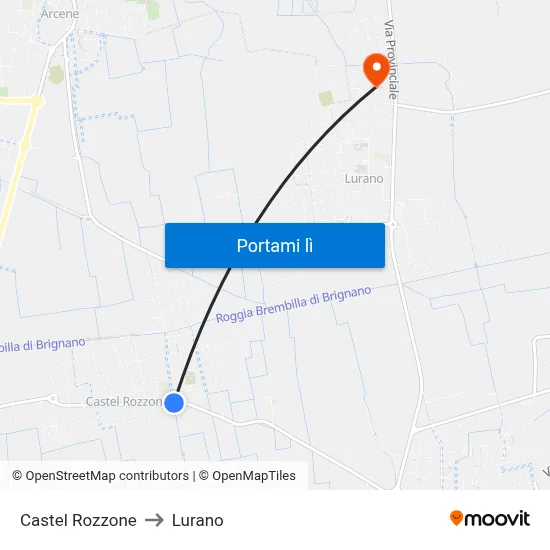 Castel Rozzone to Lurano map
