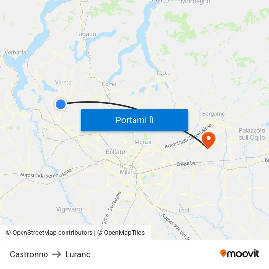 Castronno to Lurano map