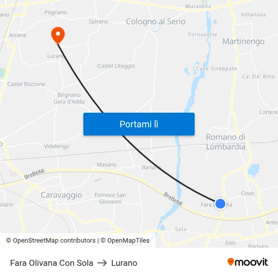 Fara Olivana Con Sola to Lurano map