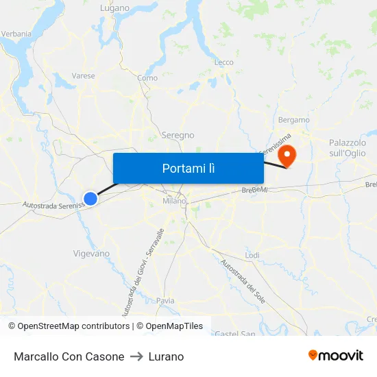 Marcallo Con Casone to Lurano map